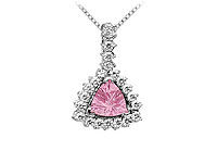 Pink Topaz and Diamond Pendant : 14K White Gold - 0.75 CT TGW