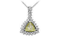 Lemon Quartz and Diamond Pendant : 14K White Gold - 0.75 CT TGW