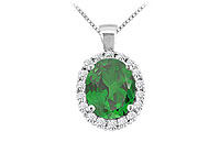 Emerald and Diamond Pendant : 14K White Gold - 3.50 CT TGW