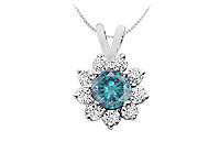 Blue Diamond Pendant : 14K White Gold - 0.75 CT Diamonds