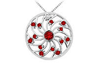 Ruby and Diamond Pendant : 14K White Gold - 0.75 CT TGW