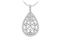 Drop Diamond Pendant : 14K White Gold - 0.50 CT Diamonds