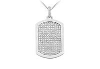 Diamond Dog-tag Pendant : 14K White Gold - 4.00 CT Diamonds