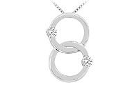 Diamond Circle Pendant : 14K White Gold - 0.30 CT Diamonds