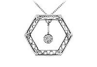 Diamond Geometric Design Pendant : 14K White Gold - 0.15 CT Diamonds