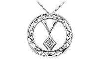 Diamond Circle Pendant : 14K White Gold - 0.15 CT Diamonds