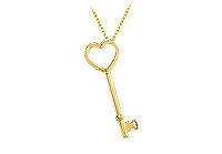 14K Yellow Gold Heart Key Pendant