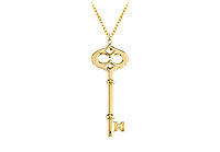 14K Yellow Gold Key Pendant with Diamond-Cut Finish Design
