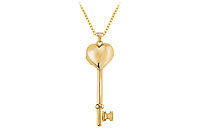 14K Yellow Gold Heart Key Locket Pendant