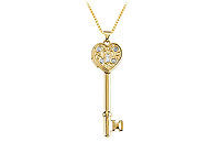 14K Yellow Gold Heart Key Locket Pendant
