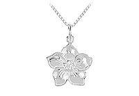 Diamond Flower Pendant - 14K White Gold - 0.02 CT Diamond