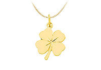 14K Yellow Gold 4 Leaf Clover Charm Pendant