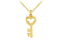 14K Yellow Gold Petite Key Charm Pendant