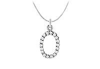 Diamond Numeric 0 Charm Pendant : 14K White Gold - 0.08 CT Diamonds