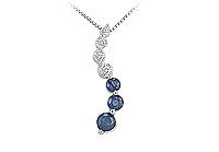 Sapphire and Diamond Journey Pendant : 14K White Gold - 1.50 CT TGW