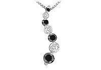 Black and White Diamond Journey Pendant : 14K White Gold - 1.50 CT Diamonds