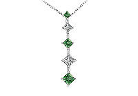 Emerald and Diamond Journey Pendant : 14K White Gold - 1.00 CT TGW