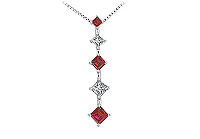 Ruby and Diamond Journey Pendant : 14K White Gold - 1.00 CT TGW
