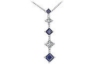 Sapphire and Diamond Journey Pendant : 14K White Gold - 1.00 CT TGW