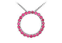 Pink Sapphire Circle Pendant : 14K White Gold - 0.50 CT TGW
