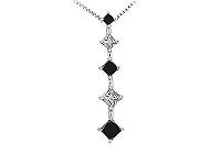 Black and White Diamond Journey Pendant : 14K White Gold - 1.50 CT Diamonds