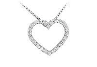 Diamond Heart Pendant : 14K White Gold - 0.25 CT Diamonds