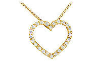 Diamond Heart Pendant : 14K Yellow Gold - 0.25 CT Diamonds