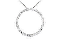 Diamond Circle Pendant : 14K White Gold - 0.50 CT Diamonds