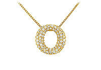 Diamond O Pendant : 14K Yellow Gold - 0.75 CT Diamonds