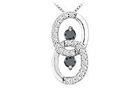 Black and White Diamond Circle Pendant : 14K White Gold - 1.00 CT Diamonds