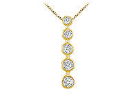 Bezel Diamond Journey Pendant : 14K Yellow Gold - 1.00 CT Diamonds