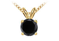 14K Yellow Gold : Round Black Diamond Solitaire Pendant - 1.75 CT. TW.