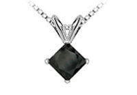 14K White Gold : Princess Cut Diamond Solitaire Pendant - 0.50 CT. TW.