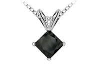 14K White Gold : Princess Cut Diamond Solitaire Pendant - 1.00 CT. TW.