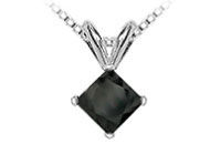 14K White Gold : Princess Cut Diamond Solitaire Pendant - 1.50 CT. TW.