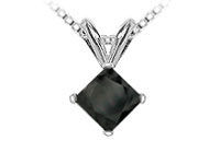 14K White Gold : Princess Cut Diamond Solitaire Pendant - 1.75 CT. TW.