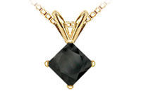 14K Yellow Gold : Princess Cut Black Diamond Solitaire Pendant - 2.00 CT. TW.