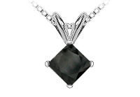 14K White Gold : Princess Cut Diamond Solitaire Pendant - 2.00 CT. TW.