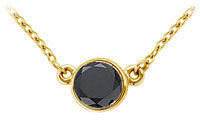 14K Yellow Gold : Bezel Set Round Black Diamond Solitaire Pendant - 1.00 CT. TW.