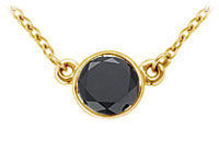 14K Yellow Gold : Bezel Set Round Black Diamond Solitaire Pendant - 1.50 CT. TW.
