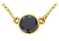 14K Yellow Gold : Bezel Set Round Black Diamond Solitaire Pendant - 2.00 CT. TW.