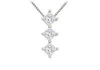 Princess Diamond Pendant : 14K White Gold - 0.50 CT Diamonds
