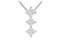 Princess Diamond Pendant : 14K White Gold - 1.00 CT Diamonds
