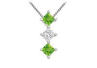 Emerald and Diamond Pendant : 14K White Gold - 1.00 CT TGW