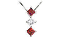 Ruby and Diamond Pendant : 14K White Gold - 1.00 CT TGW