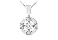 Diamond Circle Pendant : 14K White Gold - 0.25 CT Diamonds