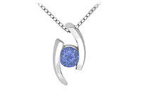 Sapphire Pendant : 14K White Gold - 0.25 CT TGW