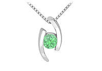 Emerald Pendant : 14K White Gold - 0.25 CT TGW