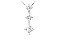 Princess Diamond Pendant : 14K White Gold - 0.50 CT Diamonds