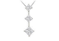 Princess Diamond Pendant : 14K White Gold - 1.00 CT Diamonds